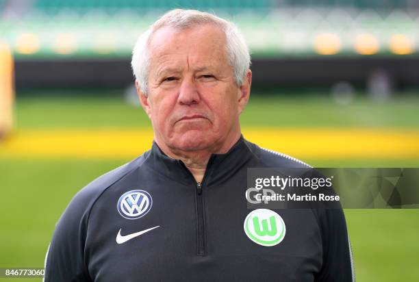 Dr. Günter Pfeiler of VfL Wolfsburg poses during the team presentation at on September 13, 2017 in Wolfsburg, Germany.