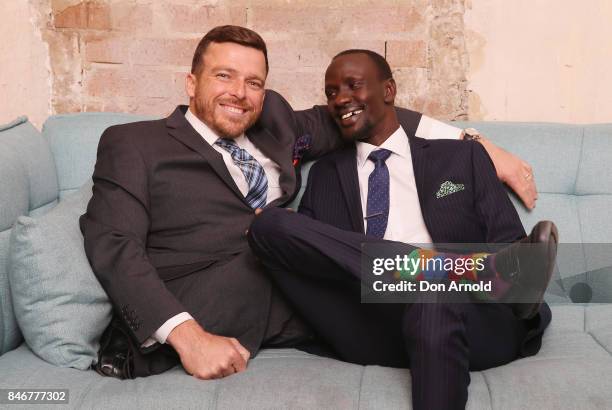 Kurt Fearnley and Deng Adut attend the Van Heusen Mentors event at Beta Bar on September 14, 2017 in Sydney, Australia.