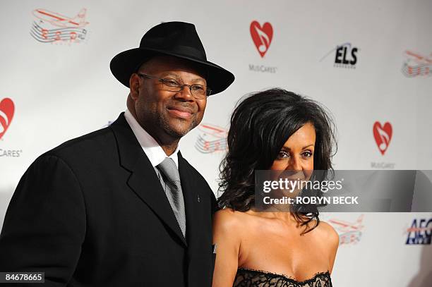 Producer Jimmy Jam and his wife Lisa Padilla arrive at the MusiCares Person of the Year tribute in honor of Neil Diamond on February 06 2009, in Los...