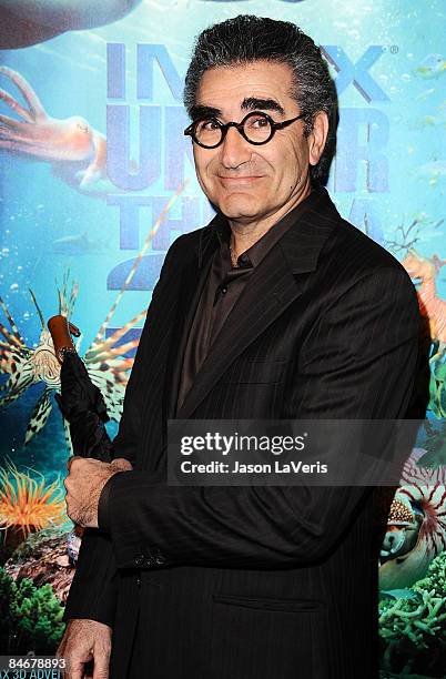 Actor Eugene Levy attends the premiere of "Under the Sea 3-D" at IMAX Theater at the California Science Center on February 5, 2009 in Los Angeles,...