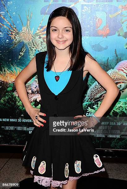 Actress Ariel Winter attends the premiere of "Under the Sea 3-D" at IMAX Theater at the California Science Center on February 5, 2009 in Los Angeles,...