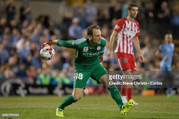 Eugene Galekovic of Melbourne City in action during the FFA Cup Quarter Final match between Sydney FC and Melbourne City at Leichhardt Oval on...