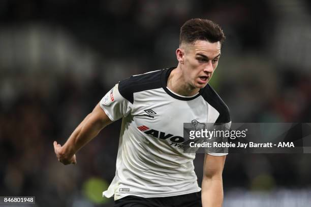 Tom Lawrence of Derby County during the Sky Bet Championship match between Derby County and Hull City at iPro Stadium on September 8, 2017 in Derby,...