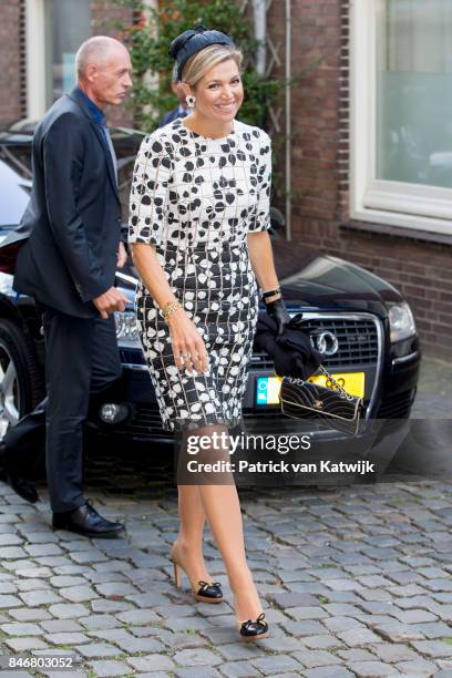 Queen Maxima of The Netherlands opens the Asian Library of the University Leiden on September 14, 2017 in Leiden, Netherlands. The Asian Library has...