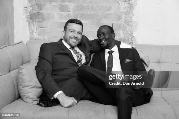 Kurt Fearnley and Deng Adut attend the Van Heusen Mentors event at Beta Bar on September 14, 2017 in Sydney, Australia.