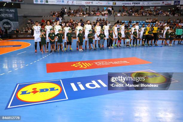 Lidl sponsor of the french Handball league during Lidl Star Ligue match between Fenix Toulouse and Pays D'aix Universite Club on September 13, 2017...