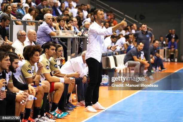 Head coach Jerome Fernandez of Aix during Lidl Star Ligue match between Fenix Toulouse and Pays D'aix Universite Club on September 13, 2017 in...