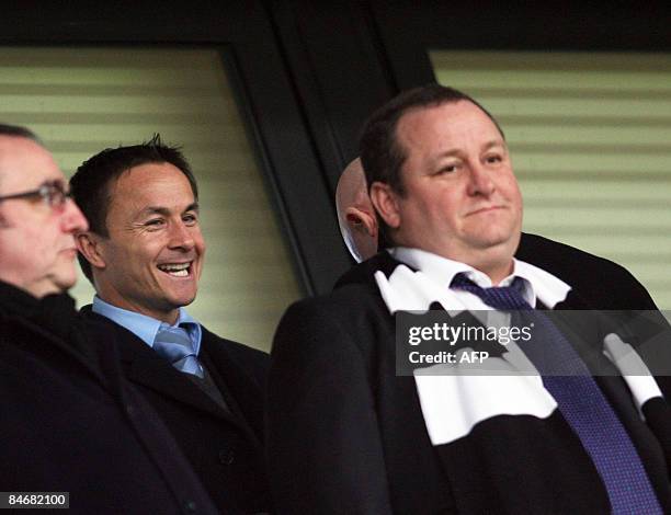 Newcastle United's director of football Dennis Wise and owner Mike Ashley are pictured in the stands before the game against West Bromwich Albion in...