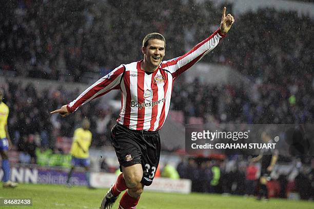 David Healy of Sunderland celebrates scoring during an English FA Premier League football match between Sunderland and Stoke City at the Stadium of...
