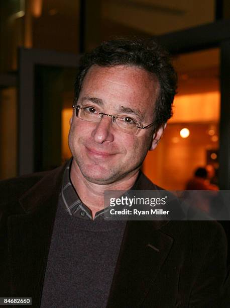 Actor Bob Saget poses during the arrivals for the world premiere of "Minsky's" held at CTG/Ahmanson Theatre on February 6, 2009 in Los Angeles,...