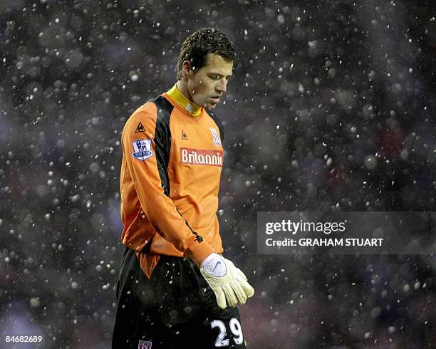 Goalkeeper Thomas Sorensen of Stoke walks off the pitch after his team lost 2-0 during an English FA Premier League football match between Sunderland...