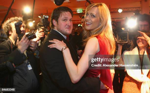 Matthias Steiner arrives with Inge Posmyk for the 2009 Sports Gala ' Ball des Sports ' at the Rhein-Main Hall on February 7, 2009 in Wiesbaden,...