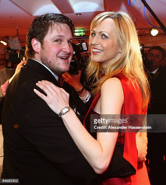 Matthias Steiner arrives with Inge Posmyk for the 2009 Sports Gala ' Ball des Sports ' at the Rhein-Main Hall on February 7, 2009 in Wiesbaden,...