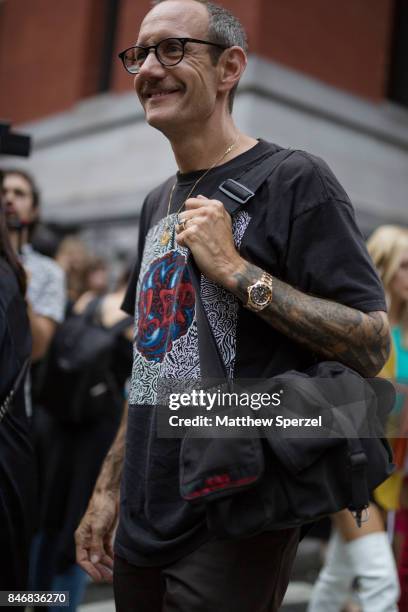 Terry Richardson is seen attending Marc Jacobs during New York Fashion Week wearing a graphic tshirt on September 13, 2017 in New York City.