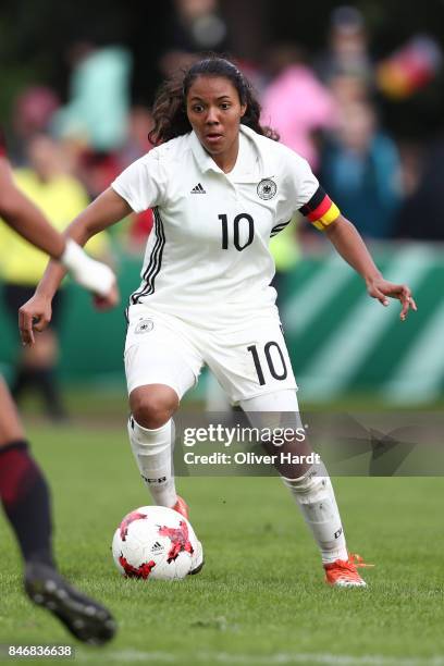 Gia Corley of Germany in action during the Girls U16 international friendly match between Germany and United States at Krandelstadion on September...