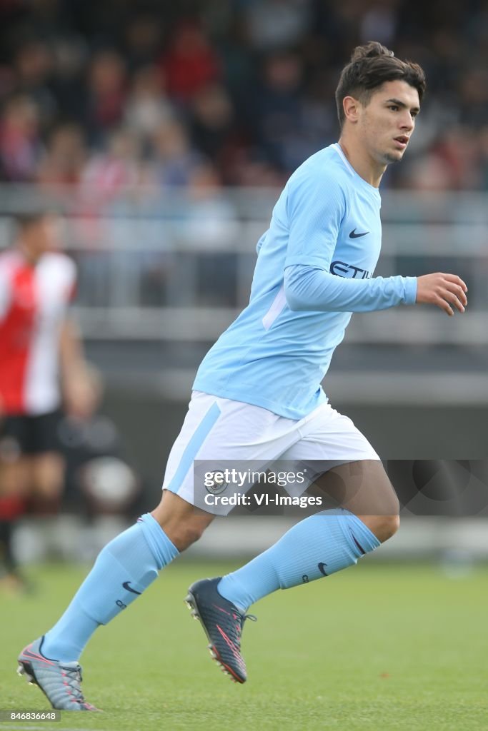 Tom Bode Brahim Diaz of Manchester City U19 during the UEFA Youth League match ...