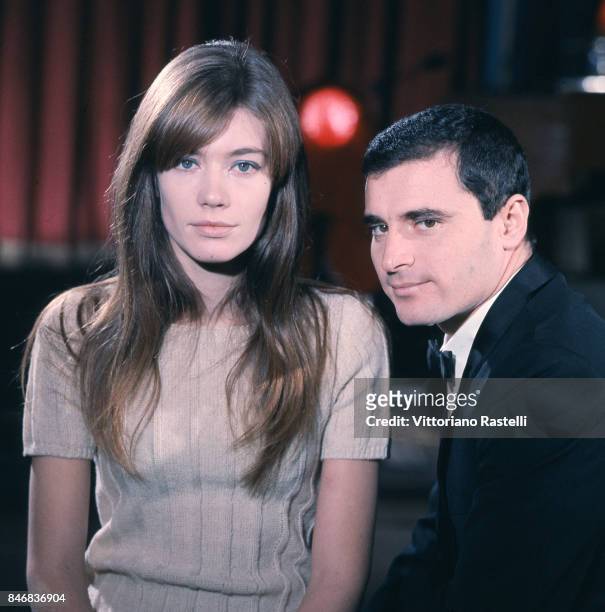Sanremo, Italy, February 1966. French singer Francoise Hardy and Italian singer Edoardo Vianello.