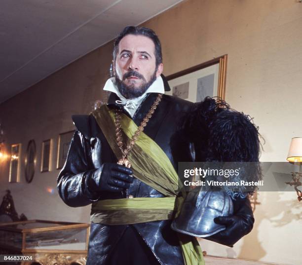 Rome, Italy, January 1968. Italian actor Romolo Valli in stage costume.