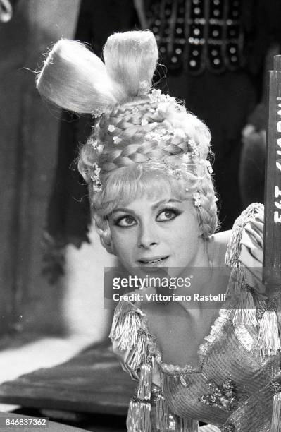 Rome, Italy, October 25, 1966. Italian actress Sandra Milo on the set of the movie .. For Love .. By Magic ....'
