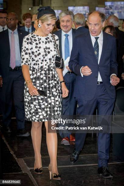 Queen Maxima of The Netherlands opens the Asian Library of the University Leiden on September 14, 2017 in Leiden, Netherlands. The Asian Library has...