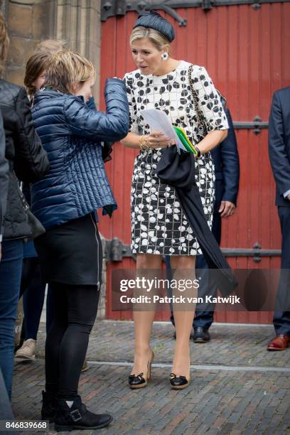 Queen Maxima of The Netherlands opens the Asian Library of the University Leiden on September 14, 2017 in Leiden, Netherlands. The Asian Library has...