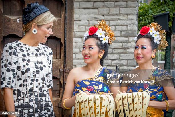 Queen Maxima of The Netherlands opens the Asian Library of the University Leiden on September 14, 2017 in Leiden, Netherlands. The Asian Library has...