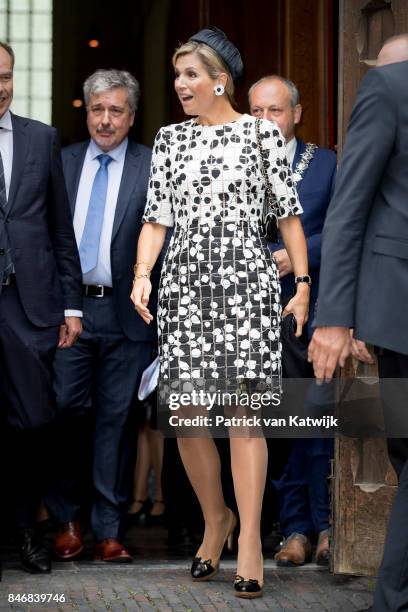 Queen Maxima of The Netherlands opens the Asian Library of the University Leiden on September 14, 2017 in Leiden, Netherlands. The Asian Library has...