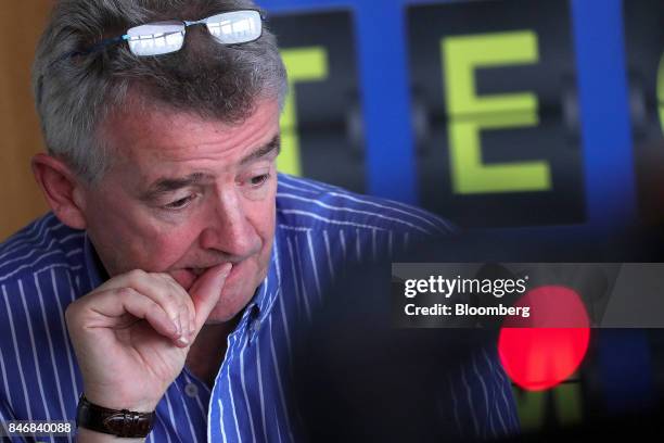 Michael O'Leary, chief executive officer of Ryanair Holdings Plc, pauses during a news conference at Tegel airport in Berlin, Germany, on Thursday,...