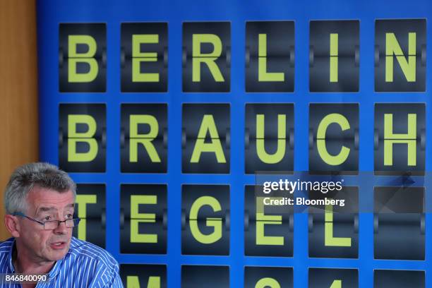 Michael O'Leary, chief executive officer of Ryanair Holdings Plc, speaks during a news conference at Tegel airport in Berlin, Germany, on Thursday,...