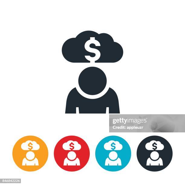 person in debt icon - over burdened stock illustrations