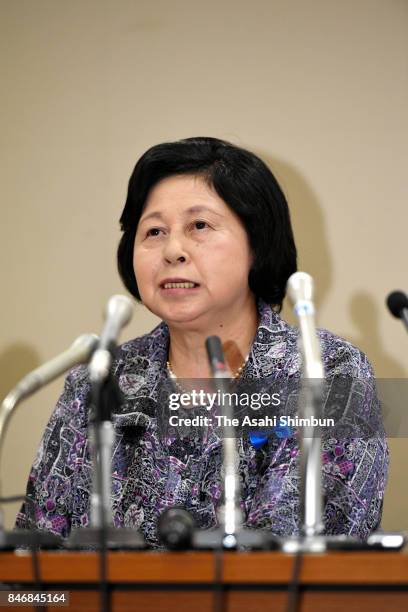 Hitomi Soga, who was abducted to North Korea in 1978 and spent 24 years there, attends a press conference ahead of the 15th anniversary of her and 4...