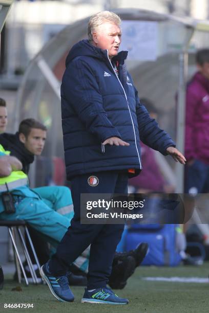 Coach Co Cornelis Hugo Adriaanse of Feyenoord U19 during the UEFA Youth League match between Feyenoord Rotterdam U19 and Manchester City U19 at the...