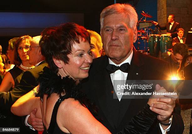 German Economy Minister Michael Glos dances with his wife Ilse Glos at the 2009 Sports Gala ' Ball des Sports ' at the Rhein-Main Hall on February 7,...
