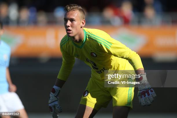 Goalkeeper Ramon Ten Hove of Feyenoord U19 during the UEFA Youth League match between Feyenoord Rotterdam U19 and Manchester City U19 at the van...