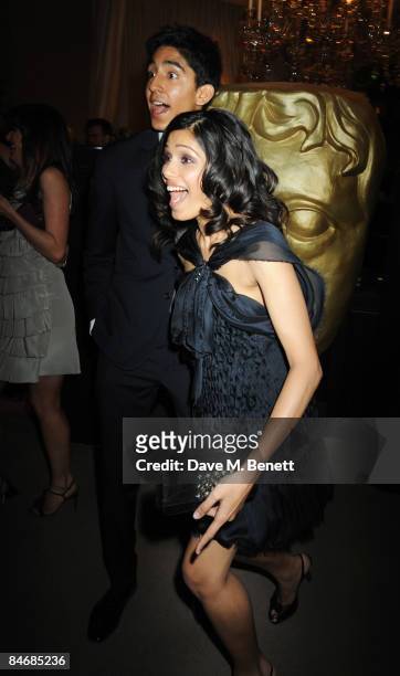 Actors Dev Patel and Freida Pinto attend The Orange British Academy Film Awards Nominees Party hosted by Asprey, on February 7, 2009 in London,...
