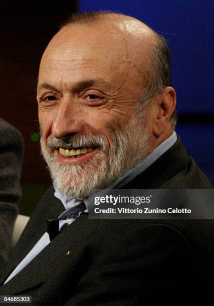 Head of Slow Food Carlo Petrini attends "Che Tempo Che Fa" TV Show held at RAI Studios on February 7, 2009 in Milan, Italy.