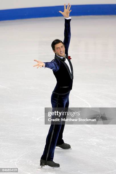 Evan Lysacek of the United States completes his routine in the Mens Free Skate during the ISU Four Continents Figure Skating Championships at Pacific...