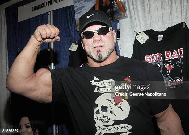 Professional wrestler "Big Poppa Pump" Scott Steiner visit the Collectors Expo booth during the 2009 New York Comic Con at the Jacob Javits Center on...