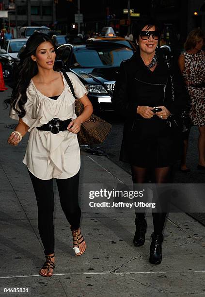 Kim Kardashian and Mother Kris Jenner visit "Late Show with David Letterman" at the Ed Sullivan Theatre on August 25, 2008 in New York City.