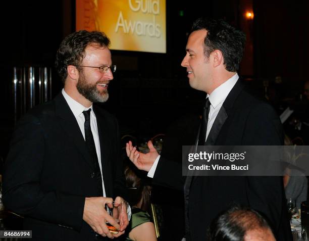 Writer-nominees Tom McCarthy and Matt Gunn attend the cocktail reception prior to the 2009 Writers Guild Awards on February 7, 2009 at the Hyatt...