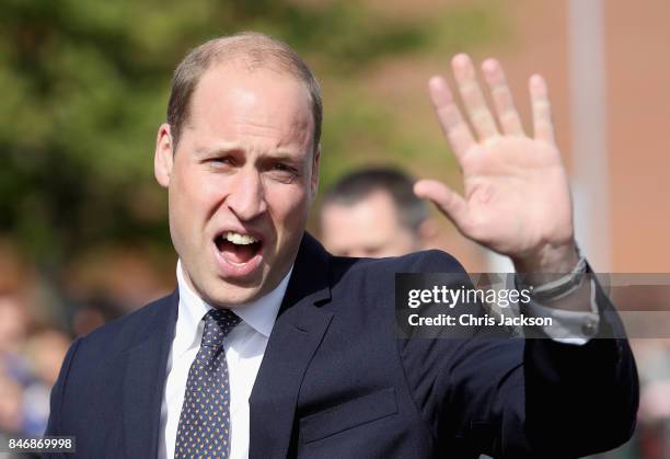 Prince William, Duke of Cambridge visits Aintree University Hospital on September 14, 2017 in Liverpool, England. The Duke visited Aintree University...