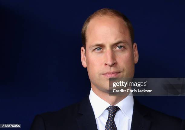 Prince William, Duke of Cambridge visits Aintree University Hospital on September 14, 2017 in Liverpool, England. The Duke visited Aintree University...