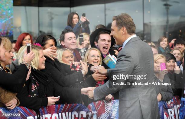 David Walliams arrives to meet fans outside the Millennium Centre in Cardiff for the filming of Britain's Got Talent auditions.