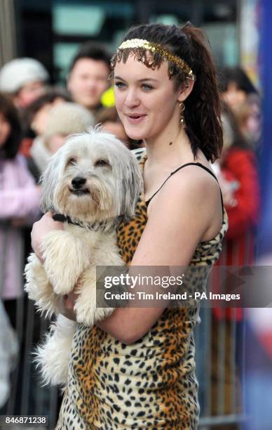 Contestant waits to be interviewed by Ant and Dec outside the Millennium Centre in Cardiff for the filming of Britain's Got Talent auditions.