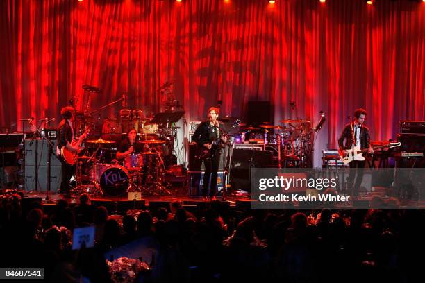 Musical group Kings Of Leon perform at the 2009 GRAMMY Salute To Industry Icons honoring Clive Davis at the Beverly Hilton Hotel on February 7, 2009...