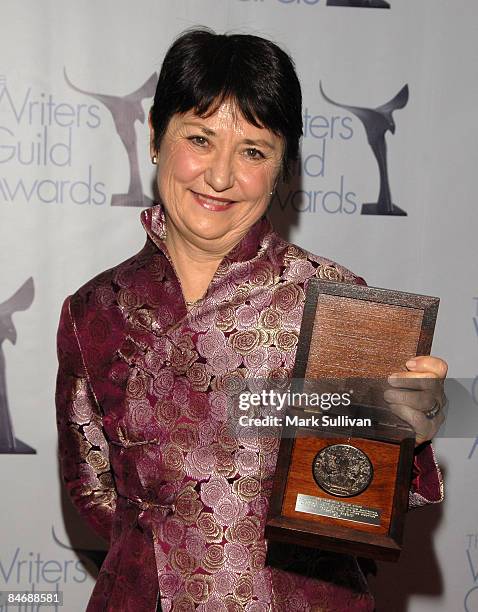 Writer Victoria Riskin attends the press room of the 2009 Writers Guild Awards at the Hyatt Regency Century Plaza Hotel on February 7, 2009 in...