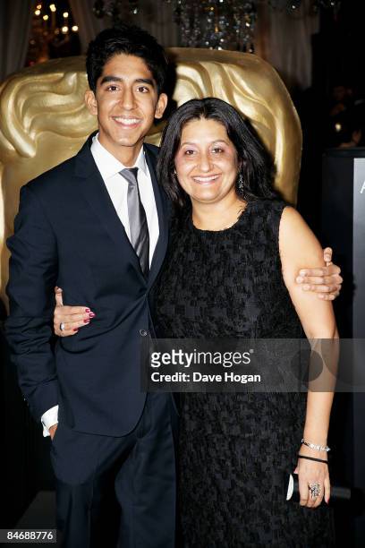 Anita Patel and Dev Patel attend The Orange British Academy Film Awards Nominees Party hosted by Asprey on February 7, 2009 in London, England.