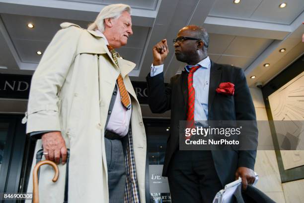 Barrister Michael Mansfield , representing some victims of the June 14 Grenfell Tower fire disaster, leaves after attending the opening statements of...