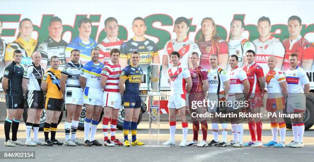 Stobart Super League team captains London Broncos' Tony Clubb, Widnes' Sean Briscoe, Castleford Tigers Danny Orr, Hull FC's Andy Lynch, Warrington...