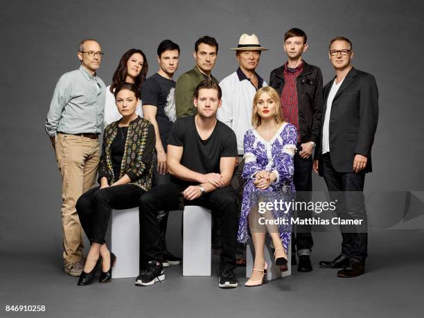 Actors Alexa Davalos, Rupert Evans, Rufus Sewell, Luke Kleintank, Cary-Hiroyuki Tagawa, Bella Heathcote, DJ Qualls with producer David Zucker,...